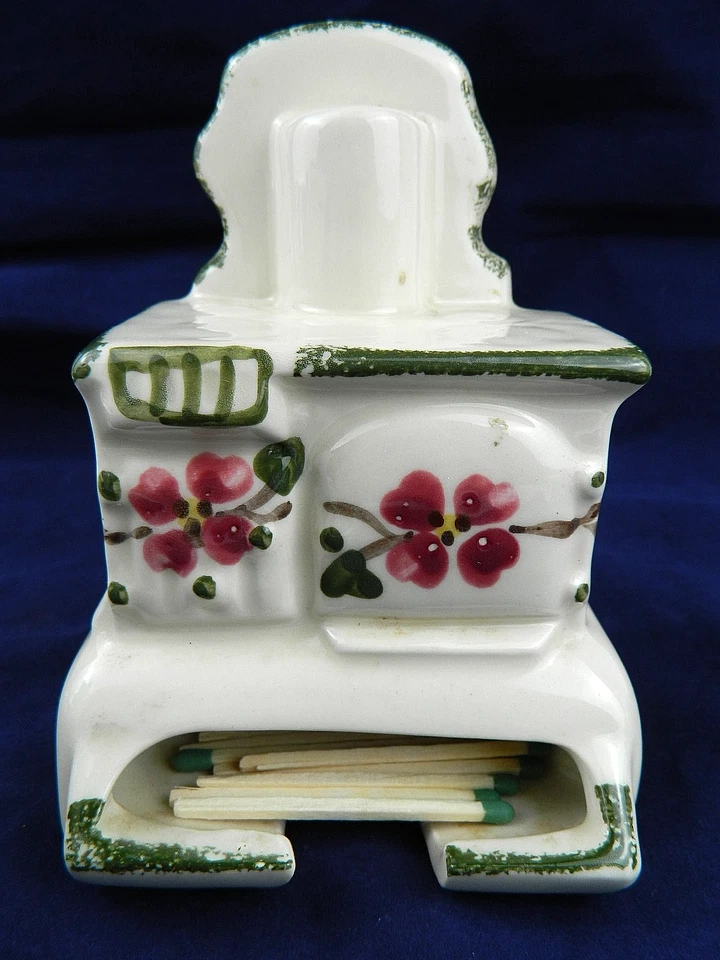 ESTUFA DE CERÁMICA SOPORTE PARA FÓSFOROS/PALILLOS DE DIENTES, INDEPENDIENTE/COLGADOR DE PARED APROX. 6" Foto 4 de 4