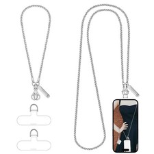 Metal Phone Chain, Crossbody Detachable Phone Lanyard with 1 Wrist Strap  2 ...