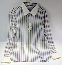NWT Stefano Ricci Striped Dress Shirt Convertible French Cuff Size 17 Italy