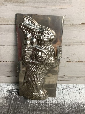 Rare Vintage Standing Easter Bunny w/ Eggs in Basket Chocolate Mold 9.5'' Tall