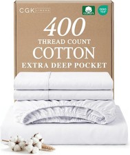 Extra Deep Pockets 400 Thread Count 100 Cotton 4 Piece Queen Size Bedding Sheet