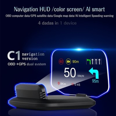 Car OBD2 Navigation Head-up display HUD Mirror GPS HUD Projection Speedometer C1