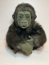 OriginalFao Schwarz 12  Plush Baby Gorilla Flocked Face Hands Feet Realistic Ape