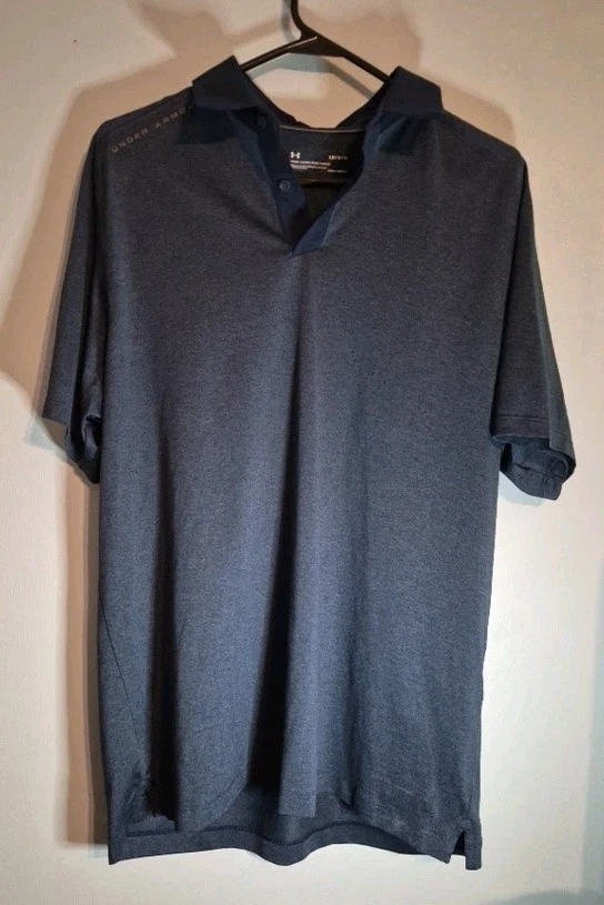 Under Armour Polo Men's Large Blue Athletic Performance Loosefit Heatgear