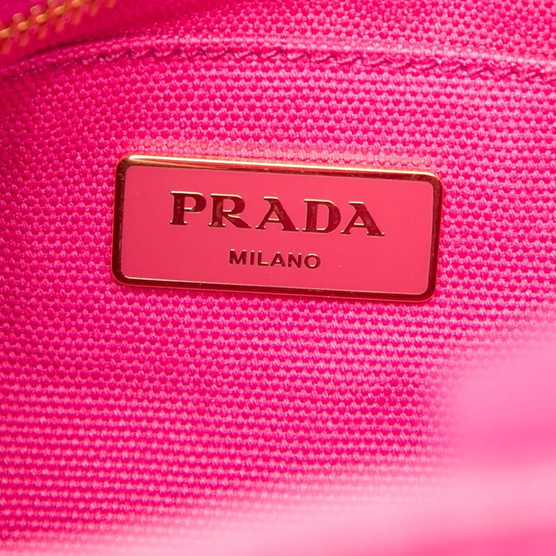 Prada Triangle Logo Plate Canapa Handbag Shoulder Bag 2WAY B2439G Pink Canvas La thumbnail 5