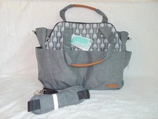 Lekebaby Diaper Bag Messenger Tote Gray Arrow Stroller Clips 19 Pockets