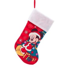Kurt Adler Christmas Plush Stocking, Mickey Mouse with Tree, 19in