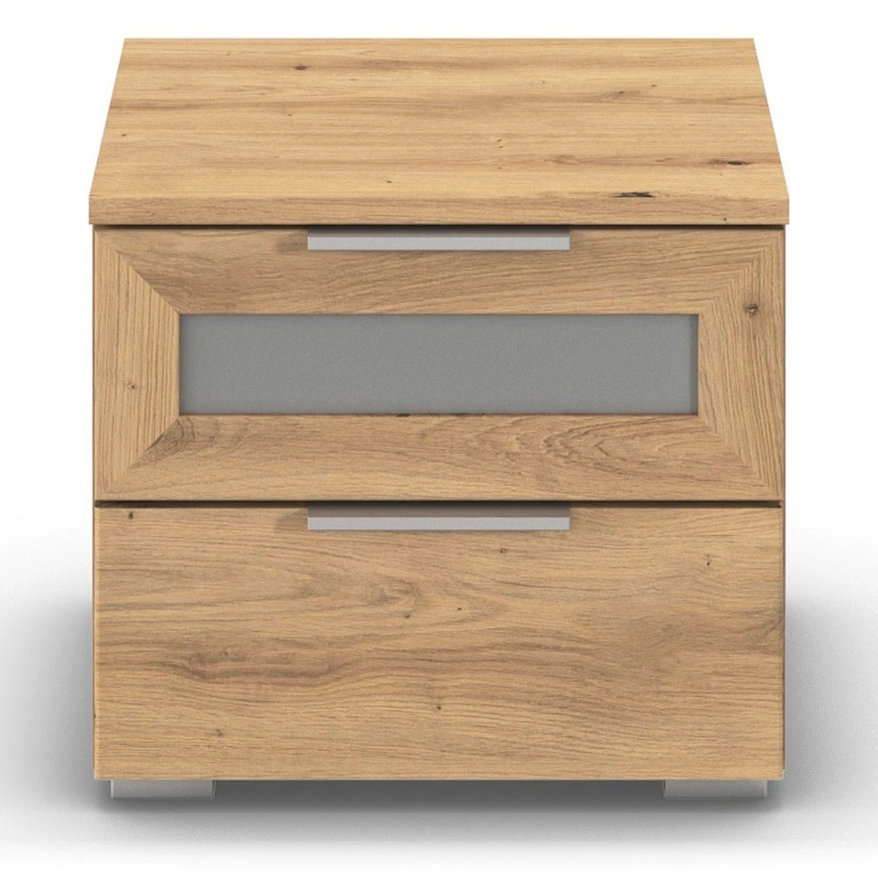Nachtschrank - Artisan Eiche - Milchglaseinsatz - 40 cm breit Nachttische - Bild 4 von 4