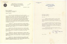 J. Edgar Hoover signed Letter - Autograph dated September 6, 1930 - Autographs