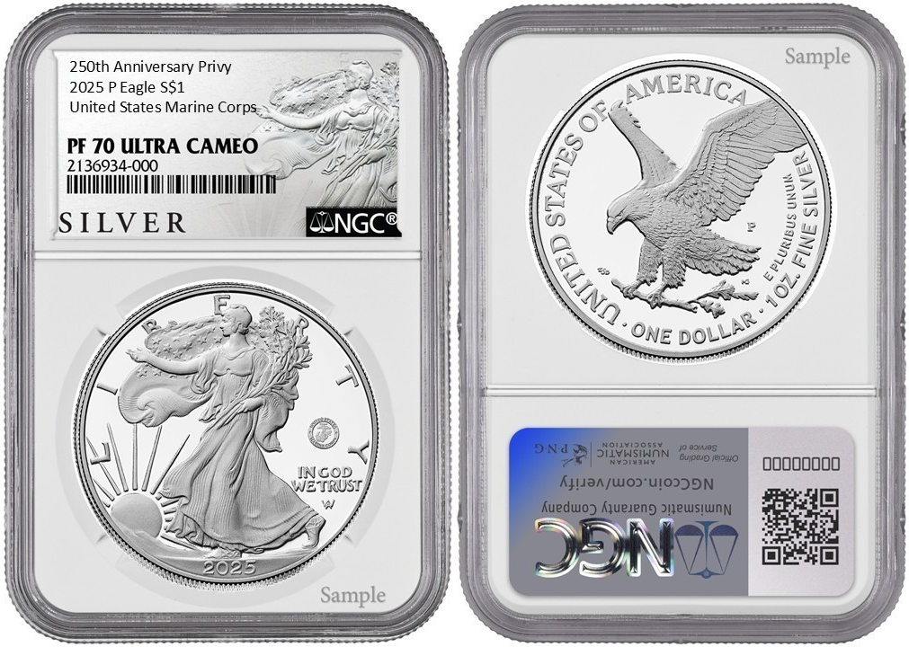 2025 P Silver American Eagle S$1 U.S Marine Corps NGC PF70 Ultra