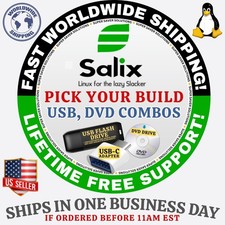 SALIX LINUX OS  XFCE  ALL LATEST ISO BUILDs  DVD, USB COMBOS  FAST SHIP