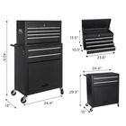 Tool Chest, 8-Drawer Rolling Tool Storage Cabinet With 2 In 1 Detachable Top