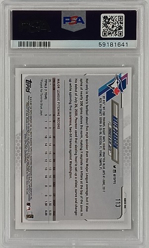 2021 Topps - Series One - #113 Nate Pearson - Blue Jays - Rookie - PSA 10 GEM MT - Picture 3 of 3