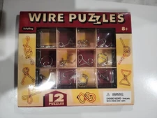 12 WIRE PUZZLES Brain Teaser mind game toy steel metal IQ test magic trick BOX