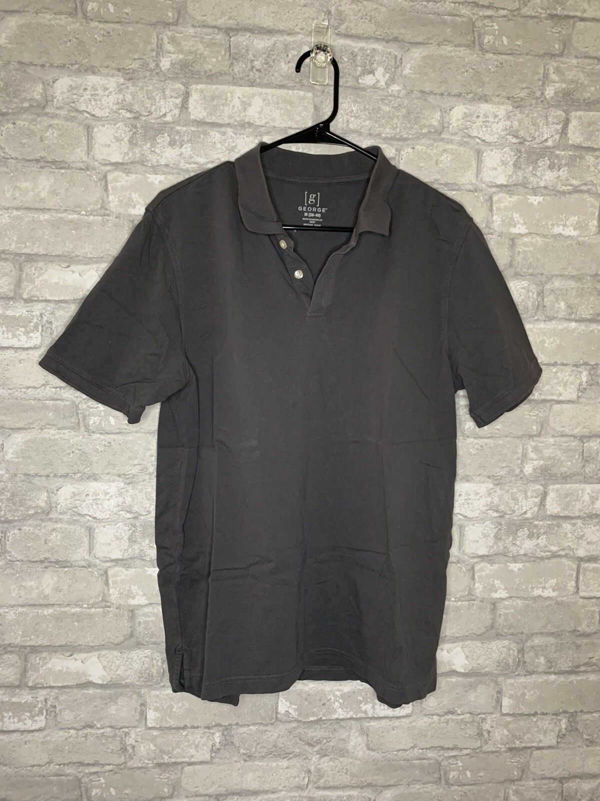 George Men’s Size 38/40 Medium Grey Short Sleeve Collared Polo