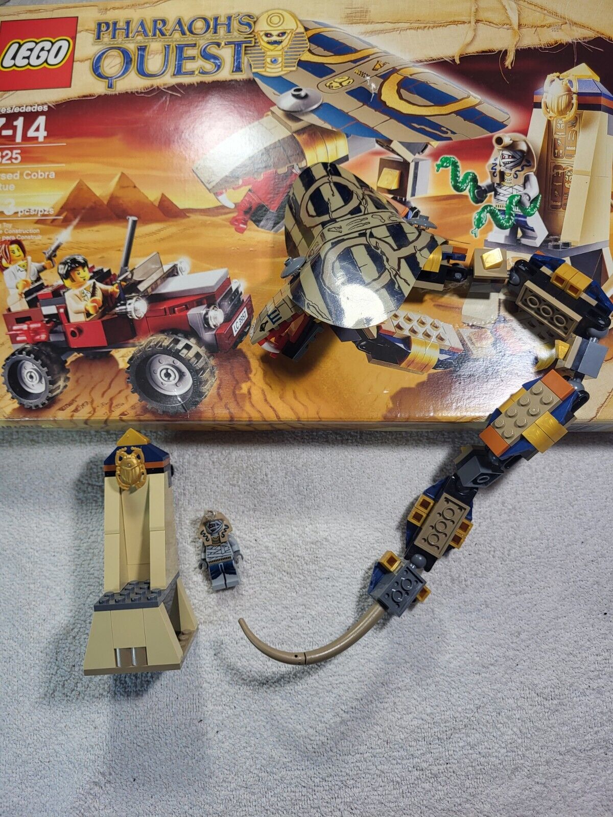 LEGO Pharaoh's Quest: Cursed Cobra Statue (7325) Snake Minifigure And Box 