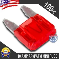100 Pack 10A Mini Blade Style Fuses APM/ATM 32V Short Circuit Protection Fuse US