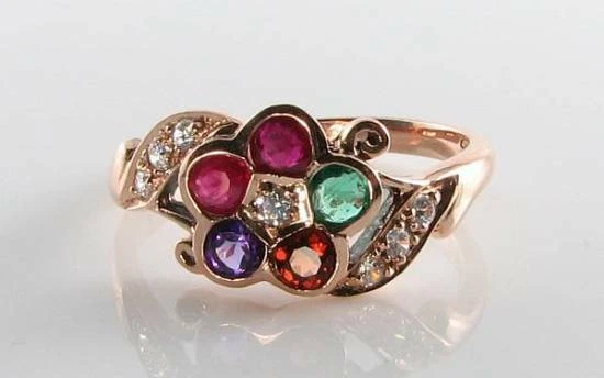 Anillo Coctel Cluster 9ct 9K Oro Rosa Rose Gold con Diamantes