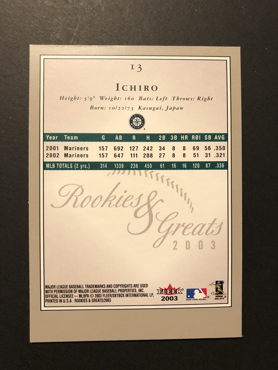 2003 fleer rookies & greats ICHIRO #13 | eBay