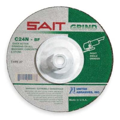 United Abrasives/Sait 20097 Depressed Center Wheels, 27, 9'' Dia, 1/4'' Thick,