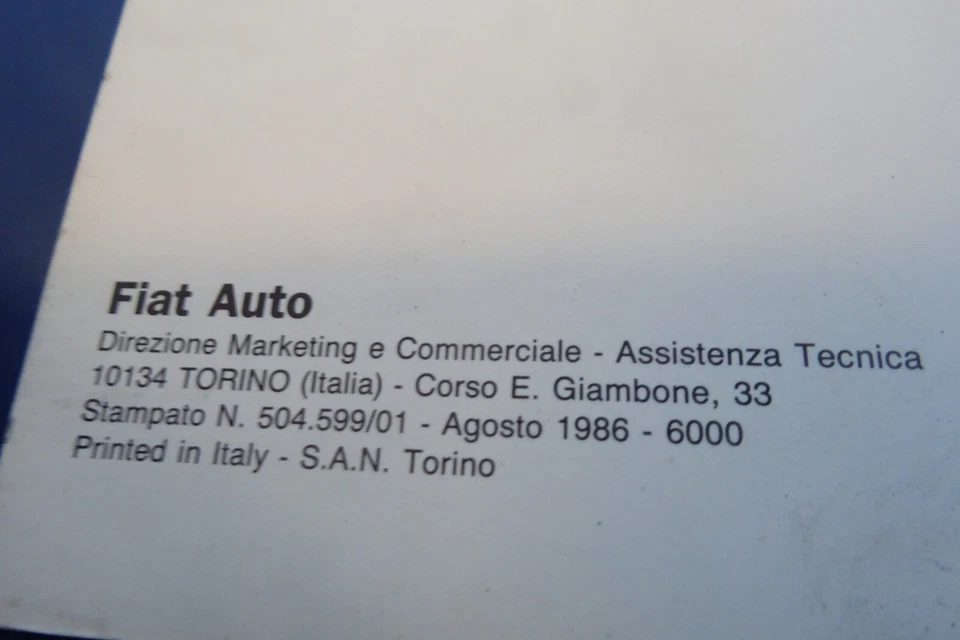 manuale officina Fiat Uno turbo Regata allestimenti speciali antinquinamento - Immagine 4 di 4