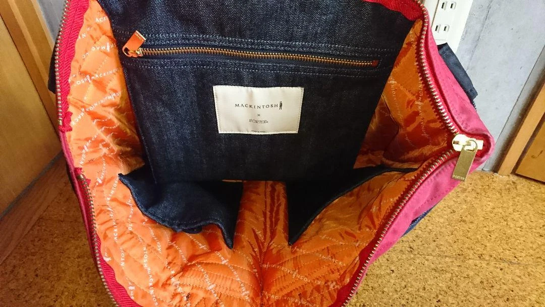 PORTER x Macintosh Denim Shoulder Helmet Bag Black/Red Used from