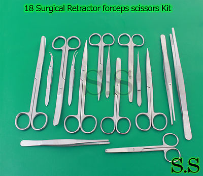Set of 18 Surgical Retractor forceps scissors dental Medical instruments DS-873