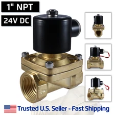 1" 24V DC Electric Brass Solenoid Valve Water Gas Air 24 VDC - FREE SHIPPING