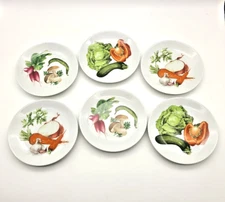 Philippe Deshoulieres Garden Vegetables 5 3/4” Appetizer Plates Limoges Set of 6