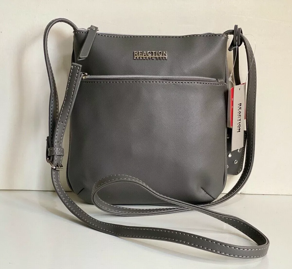 NEW KENNETH COLE REACTION DUPLICATOR STEELE GRAY CROSSBODY SLING BAG 45 SALE