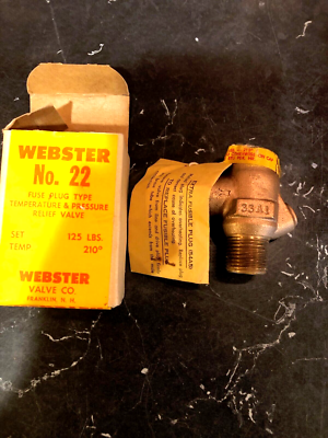 #ad UNUSED Vintage Webster No. 22 Fuse Plug Type Temp amp; Pressure Relief Valve $12.50
