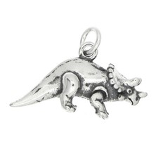 Sterling Silver 3D Triceratops Dinosaur Charm or Pendant