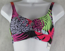 Bar III Women's O-Ring Bikini Top Swimsuit, Palm Prowl Multicolor, Small