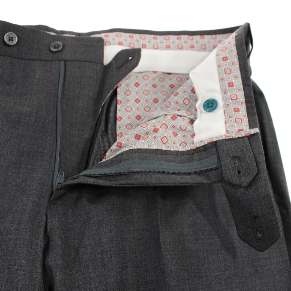 Pantalones de vestir Belvest nuevos con etiquetas frente plano talla 46 30 gris liso 100 % lana EE. UU. Foto 3 de 4