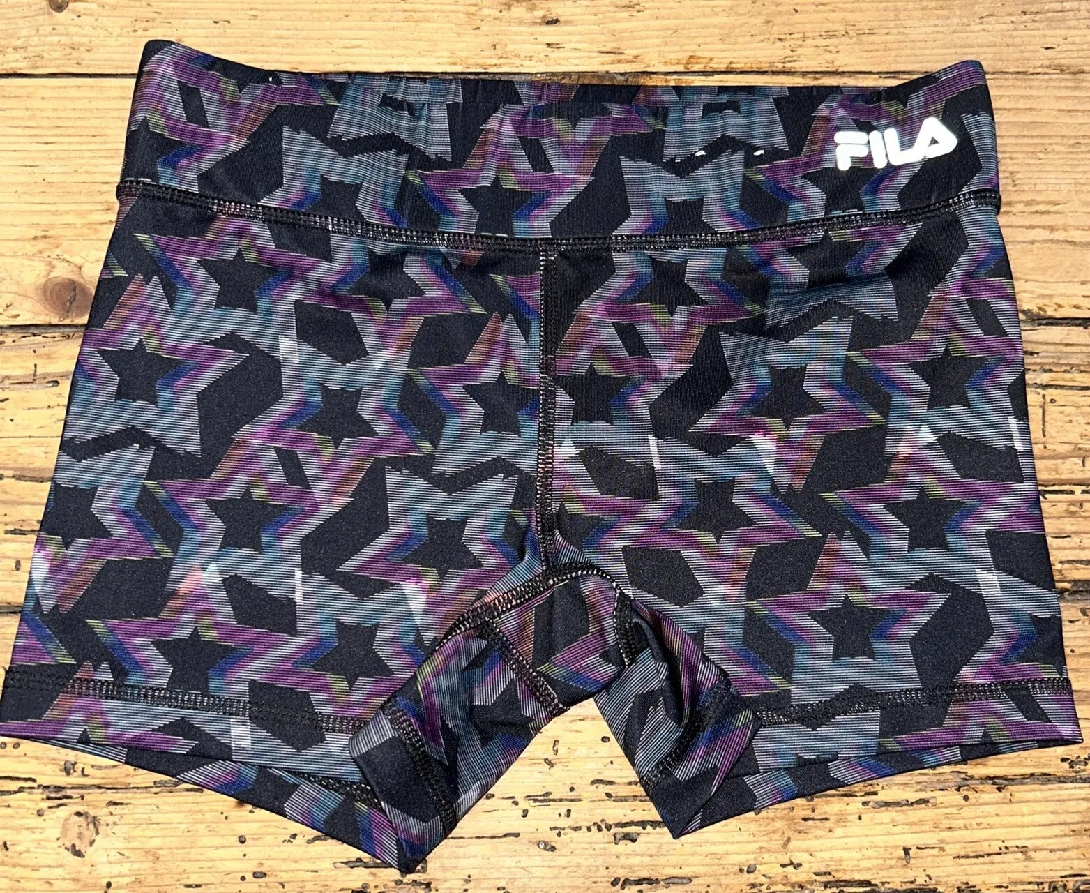 Pantaloncini da corsa Fila Sport donna nero grigio viola multicolore stelle