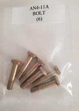 AN4-11A Hex Bolt 1/4-28 X 1-5/32" Plated Steel - Lot of 6
