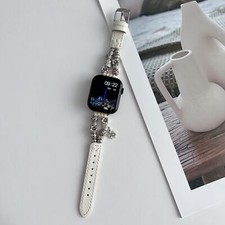 Leather silver Vintage Strap for Apple Watch Series SE 10 9 8 7 6 5 4 3 1 Ultra