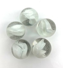 25mm White Cat's Eye 2004-2006 Glass Mega Marbles Shooters 1" PK 5 Cats Eye
