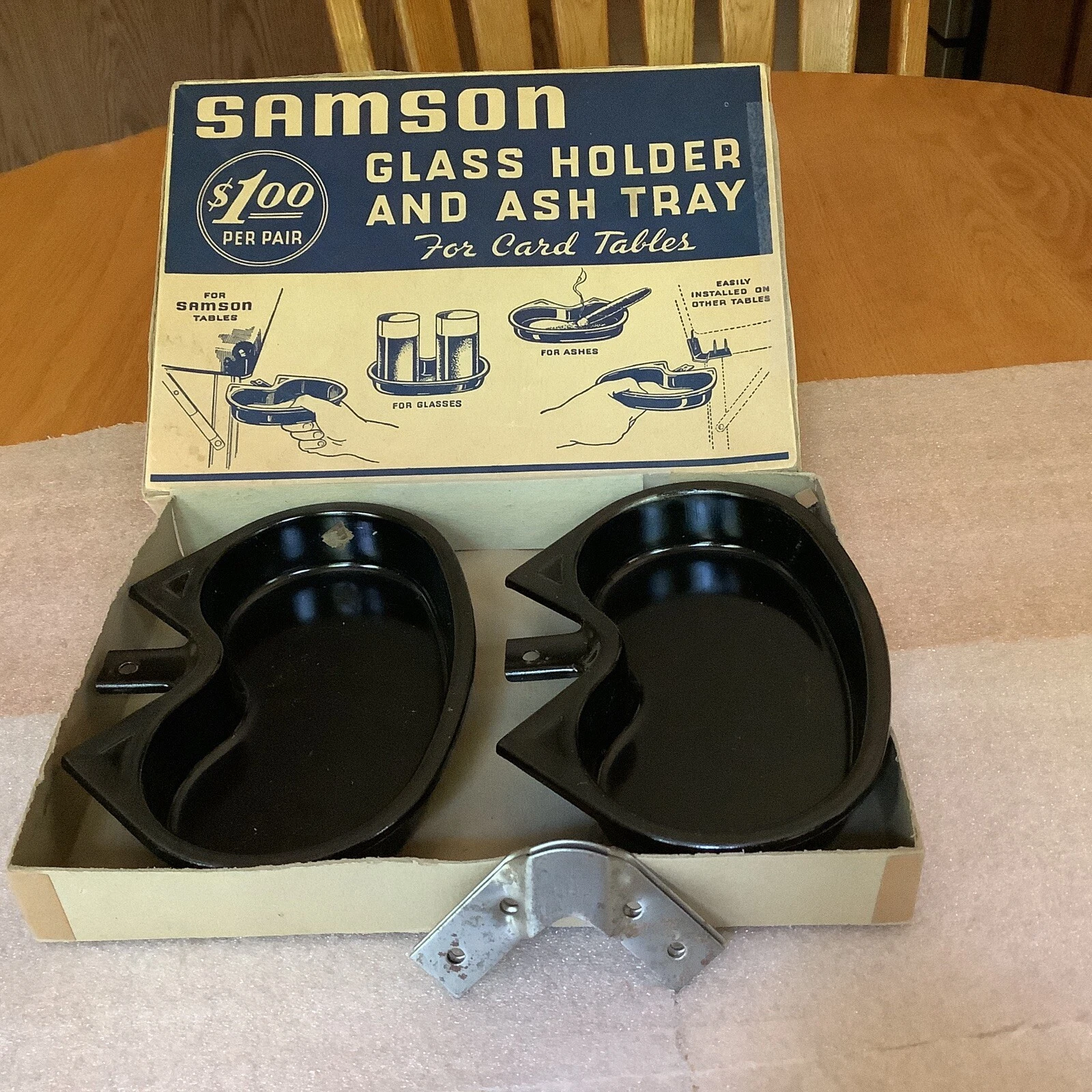 Vintage Samson Glass Holder And Ash Tray Mountable For Card Tables