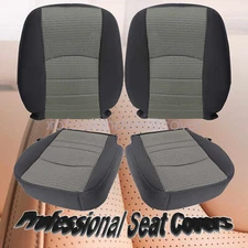 For 2009-2012 Dodge Ram 1500 2500 3500 Driver Passenger Cloth Seat Cover Gray