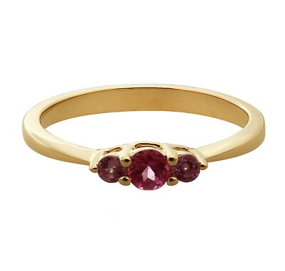 Dainty Rhodolite Garnet Trilogy Ring in 925 Sterling Silver - Minimalist Jewelry
