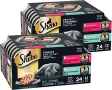 Sheba Perfect Portions Wet Cat Food Tuna & Salmon, 24 Trays, 2.6 oz Twin-Pack