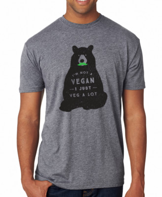 I'm Not A Vegan, I Just Veg Alot t-shirt, funny mustache xmas gift - SMALL, Gray