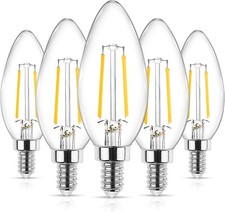 Ascher E12 LED Classic Candelabra Clear Light Bulbs 4W Equiv 40W Warm White 2700