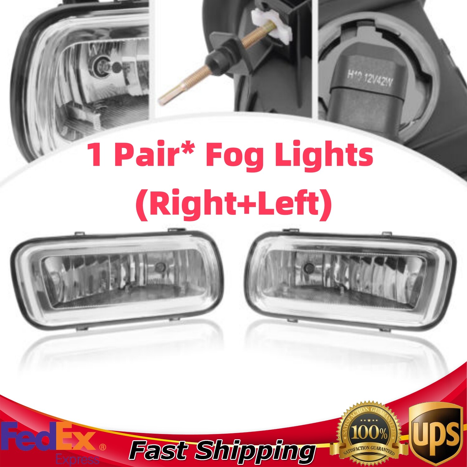 Pair Fog Lights For 2004 2005 2006 Ford F-150 Front w/ Mounting Bracket Lamps
