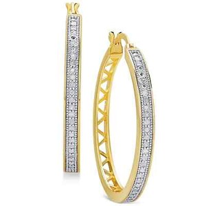 Authentic Victoria Townsend Diamond Openwork Hoop Earrings (1/4 ct. t.w.) 18K Gold Plated