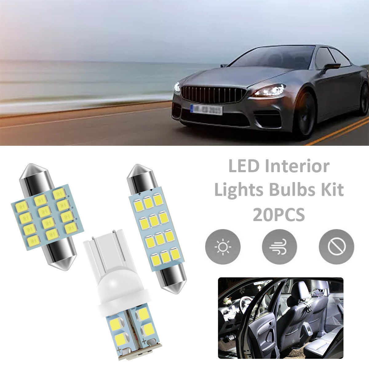 20X T10 501 LED Car Side Light Bulbs Xenon Super Bright W5W Interior
