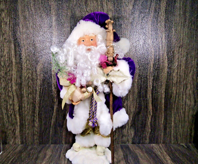 Vintage Father Christmas Old World Santa Claus Purple Robe 16