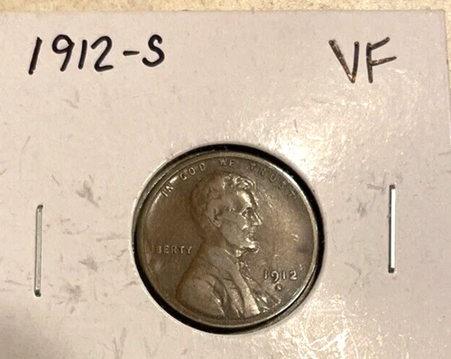 1912-S Lincoln Wheat Penny Cent Very Fine (VF), San Francisco Mint