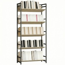 HOMCOM Bookcase Anti-Slip Design 5-Tier Oak